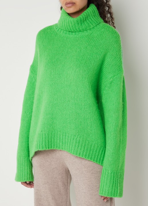 SAMSØE SAMSØE Molli grofgebreide oversized coltrui in alpaca wolblend - detail 4 felgroen