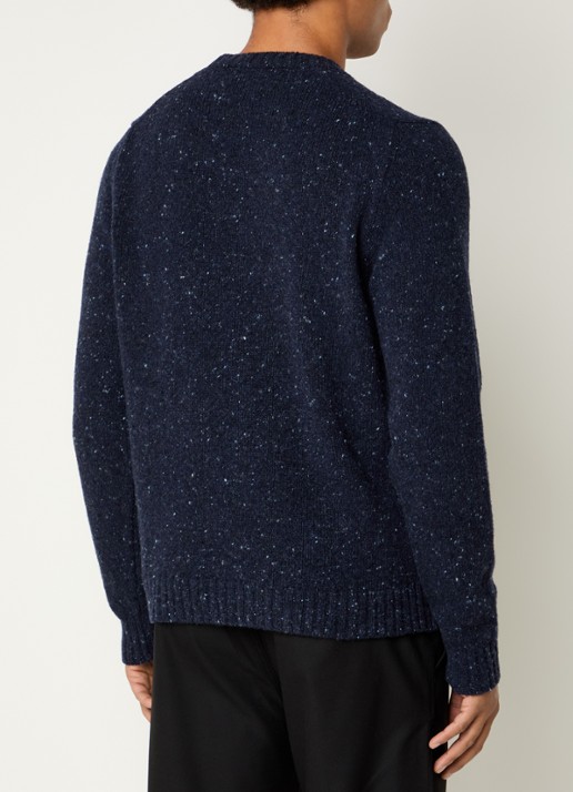 SAMSØE SAMSØE Nataniel grofgebreide pullover in wolblend - achterkant donkerblauw