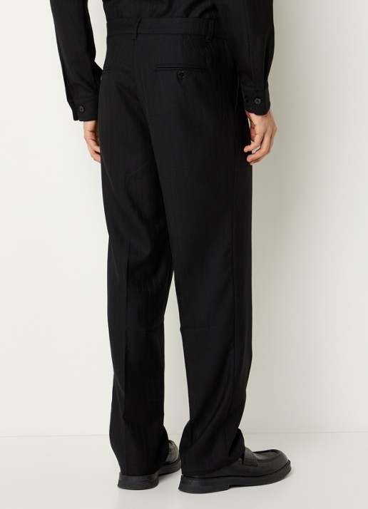 SAMSØE SAMSØE Noah straight fit pantalon in wolblend met steekzakken - achterkant zwart