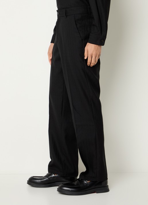 SAMSØE SAMSØE Noah straight fit pantalon in wolblend met steekzakken - detail 3 zwart