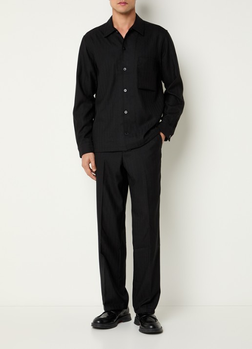 SAMSØE SAMSØE Noah straight fit pantalon in wolblend met steekzakken - voorkant 5 zwart