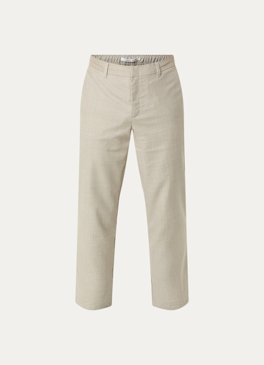 SAMSØE SAMSØE Noah straight fit pantalon in wolblend met steekzakken - voorkant grijs
