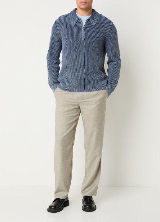 SAMSØE SAMSØE Noah straight fit pantalon in wolblend met steekzakken - voorkant 2 grijs