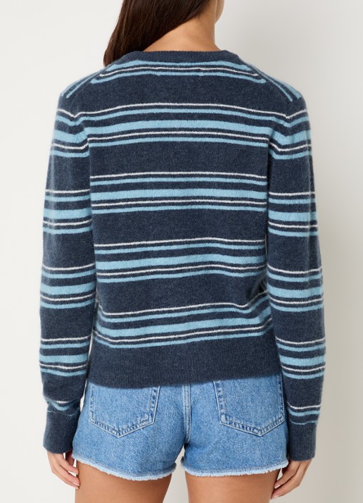 SAMSØE SAMSØE Nor fijngebreid vest in alpaca wolblend - achterkant indigo