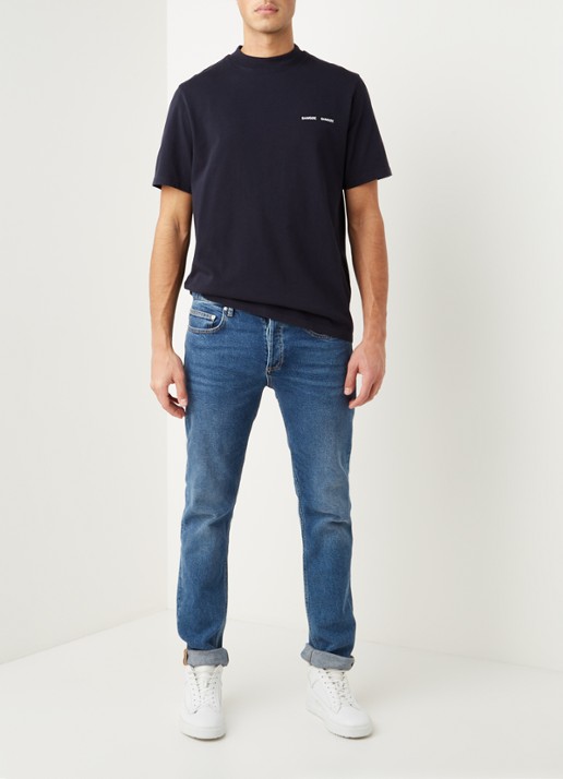 SAMSØE SAMSØE Norsbro T-shirt met logo - voorkant 2 donkerblauw