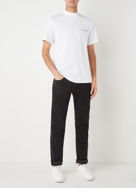 SAMSØE SAMSØE Norsbro T-shirt met opstaande kraag en logo - voorkant 3 wit