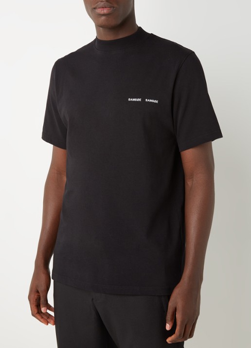 SAMSØE SAMSØE Norsbro T-shirt met opstaande kraag en logo