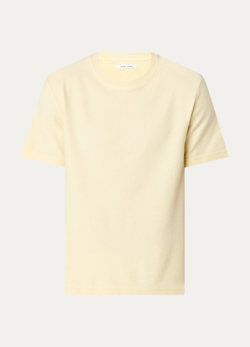 SAMSØE SAMSØE Odin T-shirt met structuur - voorkant lichtgeel