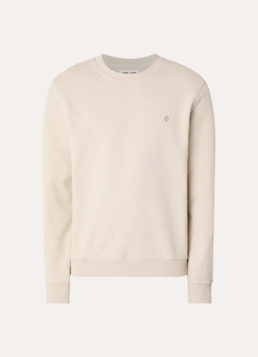 SAMSØE SAMSØE Otto sweater met logoborduring - voorkant 3 beige