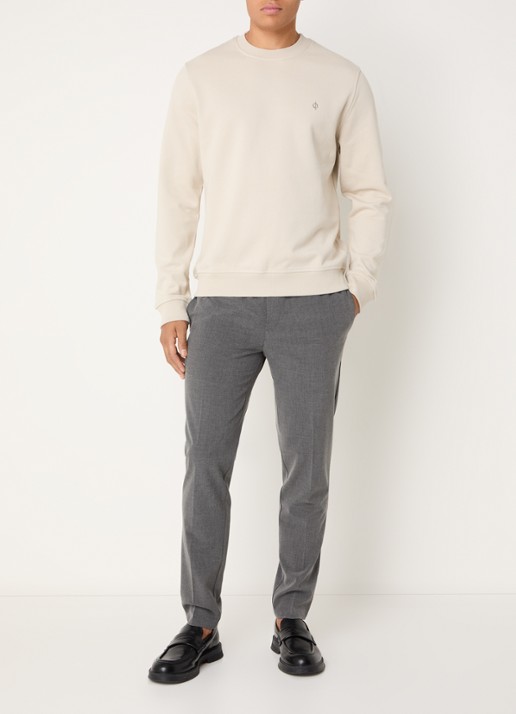 SAMSØE SAMSØE Otto sweater met logoborduring - voorkant 4 beige