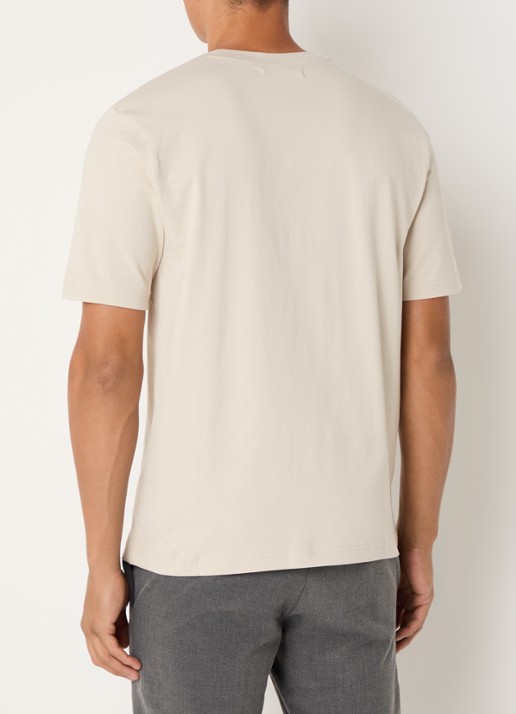 SAMSØE SAMSØE Otto T-shirt met logoborduring - achterkant beige