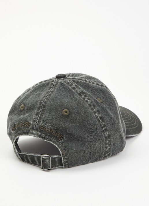 SAMSØE SAMSØE Pet van denim met logoborduring - detail groen