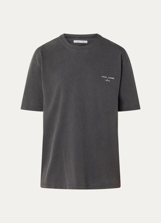 SAMSØE SAMSØE Ragnar T-shirt met logo- en backprint - voorkant 3 donkergrijs