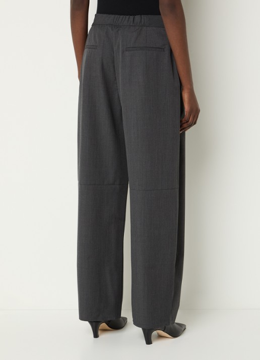 SAMSØE SAMSØE Roko mid waist loose fit pantalon in wolblend - achterkant 4 grijsmele