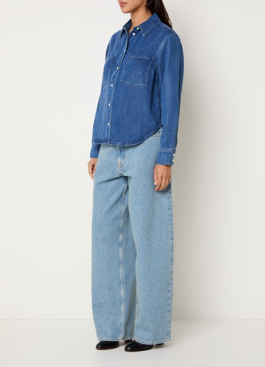 SAMSØE SAMSØE Sabexy blouse met borstzakken - voorkant 3 blauw