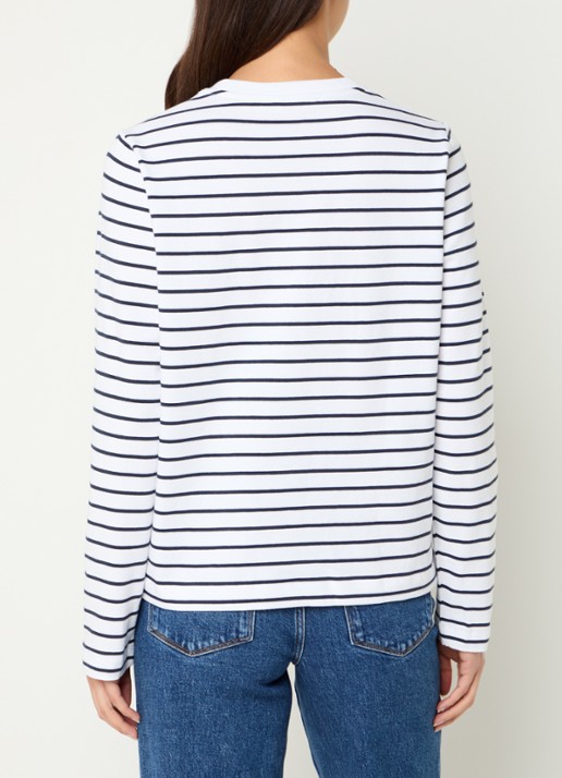 SAMSØE SAMSØE Sacamino longsleeve van  katoen met streepprint - achterkant 3 donkerblauw