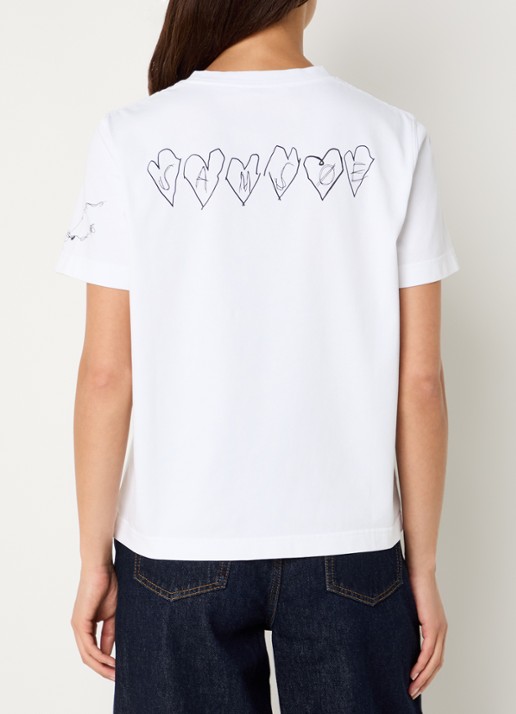 SAMSØE SAMSØE Sacamino T-shirt met logo- en backprint - achterkant 3 wit