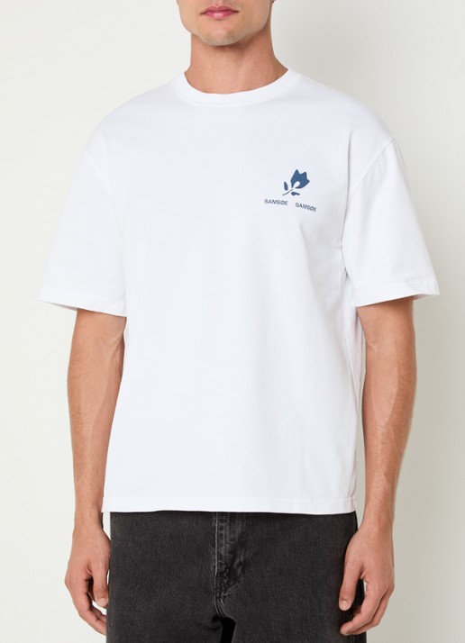 SAMSØE SAMSØE Sacohen T-shirt met logo- en backprint - achterkant 4 wit