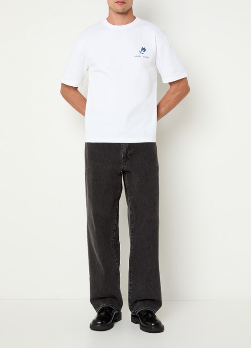 SAMSØE SAMSØE Sacohen T-shirt met logo- en backprint - voorkant 2 wit