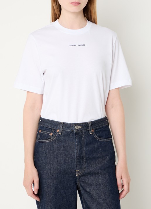 SAMSØE SAMSØE Sadalila T-shirt van  katoen met logoborduring