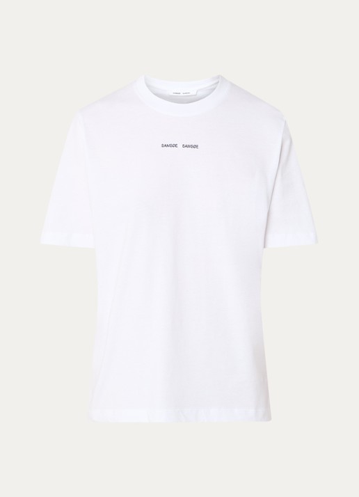 SAMSØE SAMSØE Sadalila T-shirt van  katoen met logoborduring - voorkant 2 wit