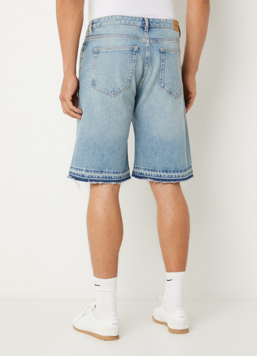 SAMSØE SAMSØE Saeddie wide leg korte broek van denim - achterkant 2 indigo