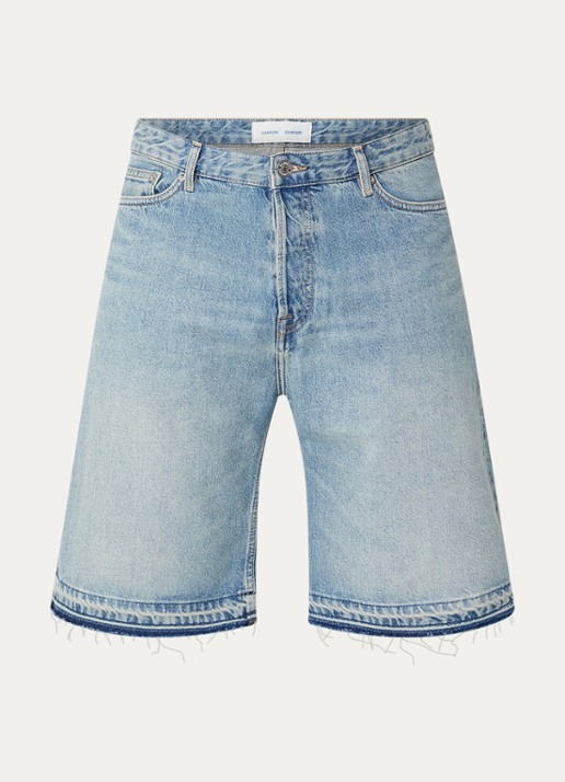 SAMSØE SAMSØE Saeddie wide leg korte broek van denim - voorkant 3 indigo