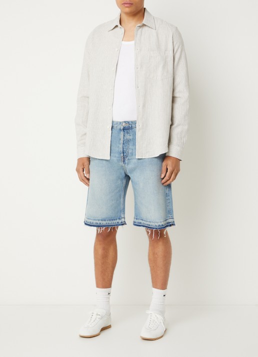 SAMSØE SAMSØE Saeddie wide leg korte broek van denim - voorkant 4 indigo