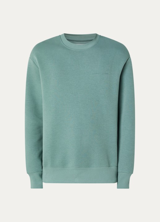 SAMSØE SAMSØE Saethan sweater met 3D logoprint - voorkant 3 zeegroen