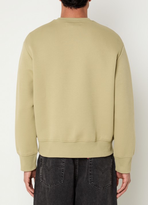SAMSØE SAMSØE Saethan sweater met logoborduring - achterkant olijfgroen