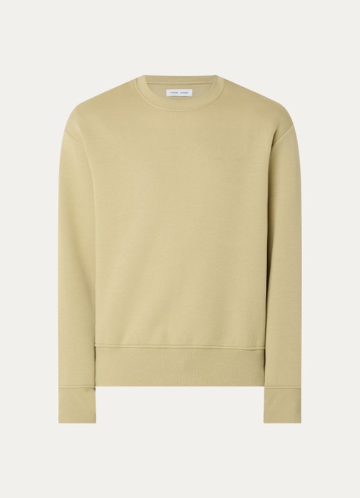 SAMSØE SAMSØE Saethan sweater met logoborduring - voorkant 2 olijfgroen
