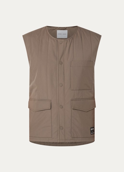 SAMSØE SAMSØE Sagavin Gore-Tex gewatteerde bodywarmer met klepzakken - voorkant 3 bruin