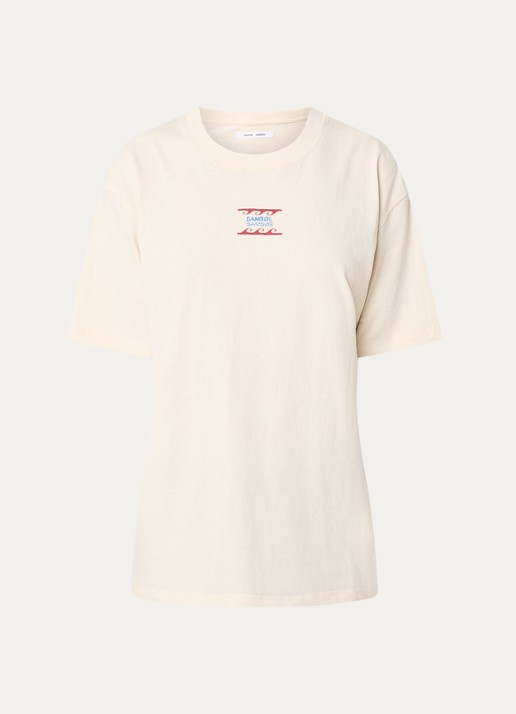 SAMSØE SAMSØE Sagergei T-shirt met front- en backprint - voorkant gebroken wit