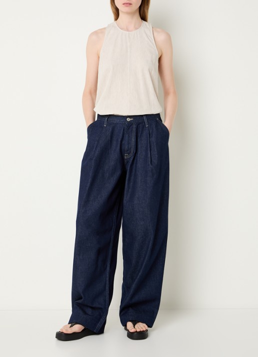SAMSØE SAMSØE Saharper high waist loose fit jeans met donkere wassing - voorkant 4 indigo