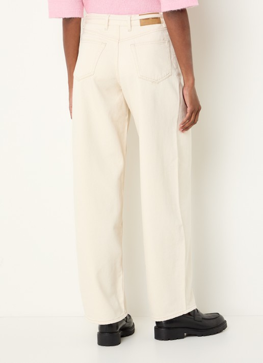 SAMSØE SAMSØE Saharper high waist loose fit jeans met strikceintuur - achterkant creme