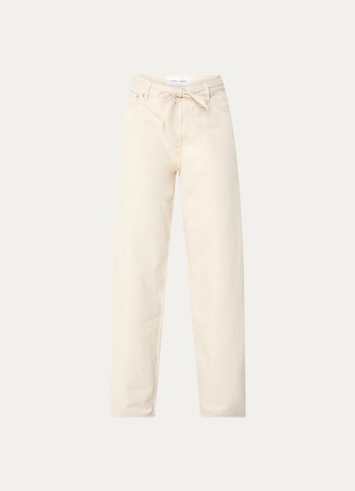 SAMSØE SAMSØE Saharper high waist loose fit jeans met strikceintuur - voorkant 2 creme
