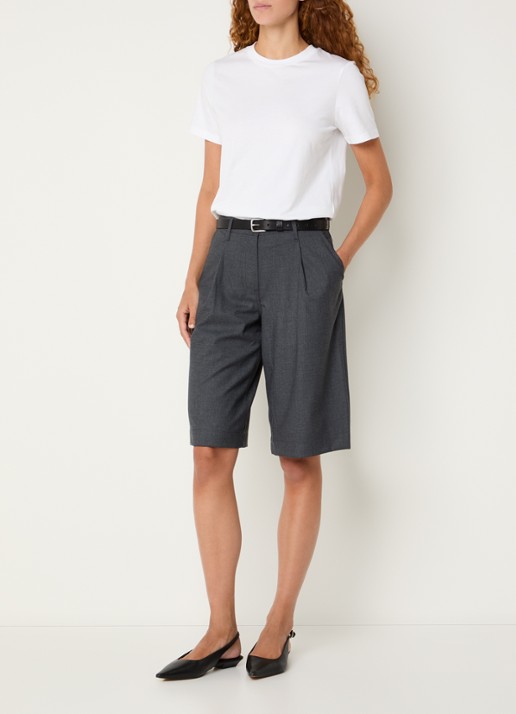 SAMSØE SAMSØE Saharper high waist straight fit korte pantalon met steekzakken - voorkant 4 blauw