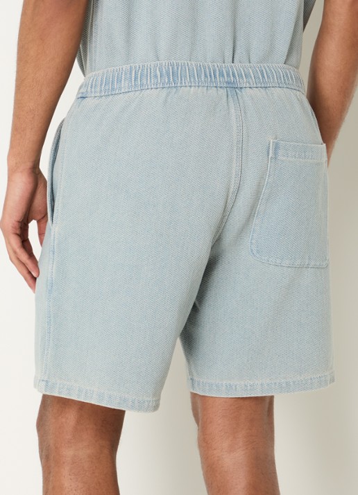 SAMSØE SAMSØE Sajabari loose fit korte broek met structuur - achterkant blauwgrijs