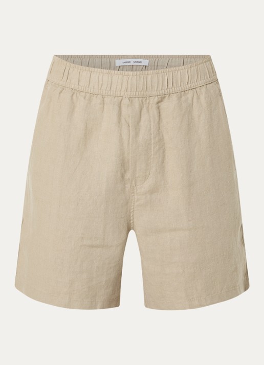SAMSØE SAMSØE Sajabari straight fit korte broek van linnen - voorkant 2 beige
