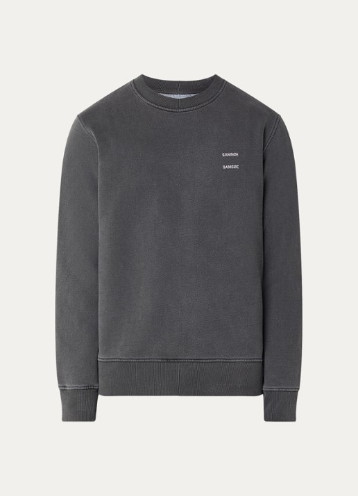 SAMSØE SAMSØE Sajoel sweater met logo - voorkant antraciet