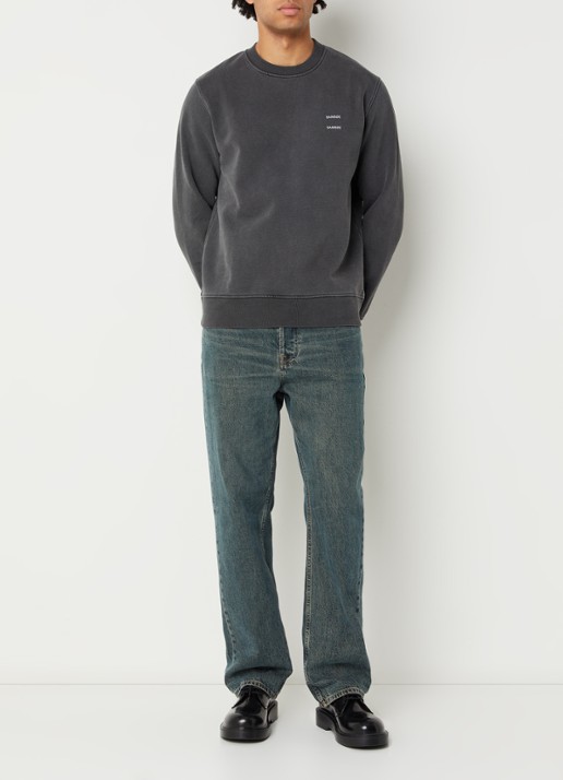 SAMSØE SAMSØE Sajoel sweater met logo - voorkant 2 antraciet