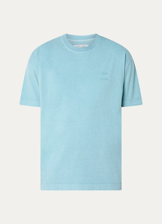 SAMSØE SAMSØE Sajoel T-shirt met logo - voorkant 3 aquablauw