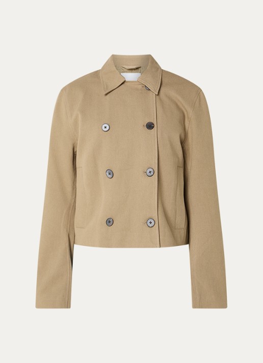 SAMSØE SAMSØE Sakit double-breasted jack met steekzakken - voorkant 3 khaki