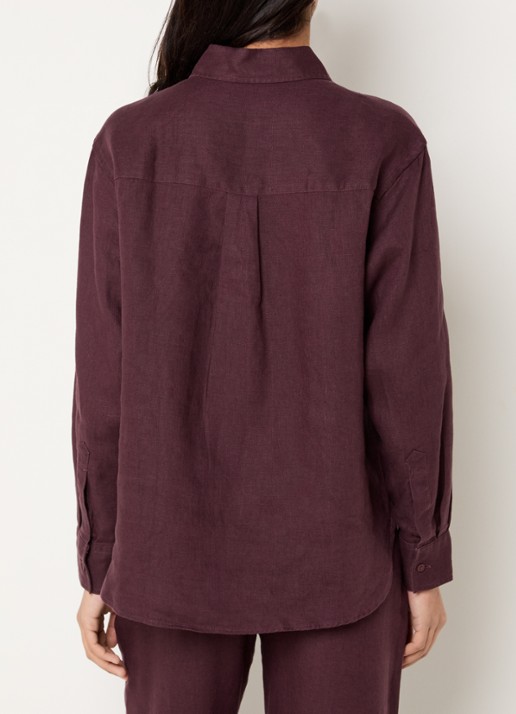 SAMSØE SAMSØE Saloves blouse van linnen - achterkant 2 aubergine