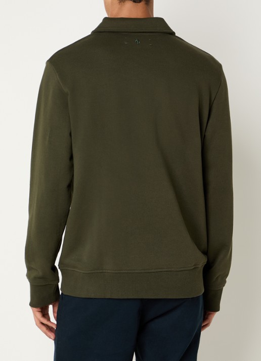 SAMSØE SAMSØE Samarcel sweater met polokraag en logoborduring - achterkant 2 mosgroen