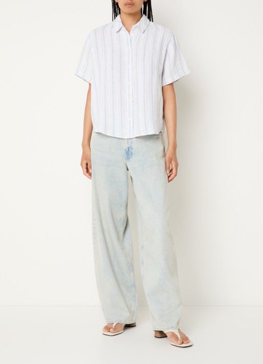 SAMSØE SAMSØE Samina blouse met streepprint - voorkant 2 blauw