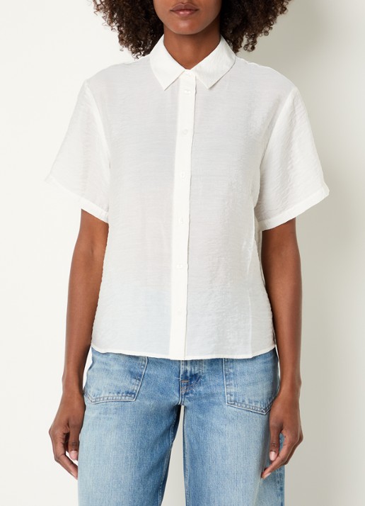 SAMSØE SAMSØE Saminna semi-transparante blouse in zijdeblend met structuur