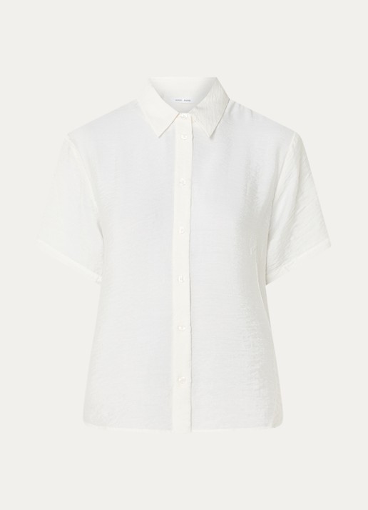 SAMSØE SAMSØE Saminna semi-transparante blouse in zijdeblend met structuur - voorkant 3 gebroken wit