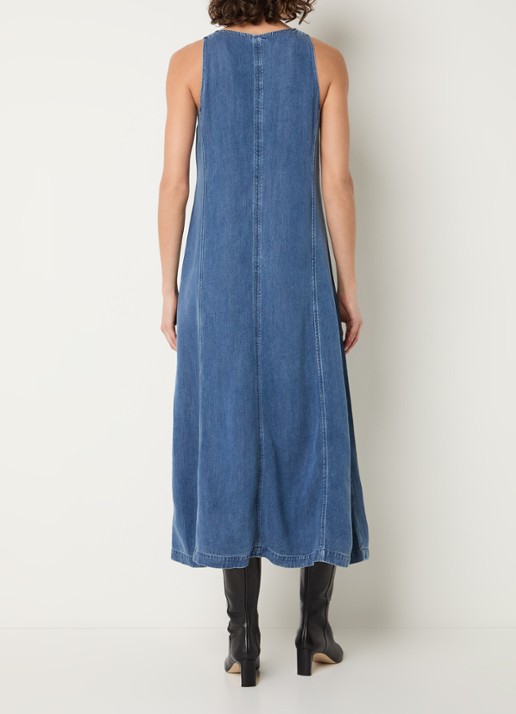 SAMSØE SAMSØE Saskylar midi jurk met V-hals - achterkant 4 blauw