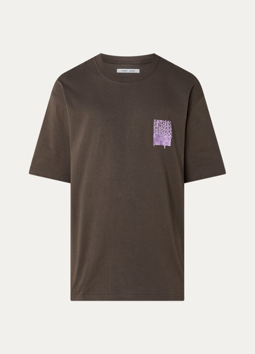 SAMSØE SAMSØE Sasteven T-shirt met front- en backprint - voorkant 2 bruin